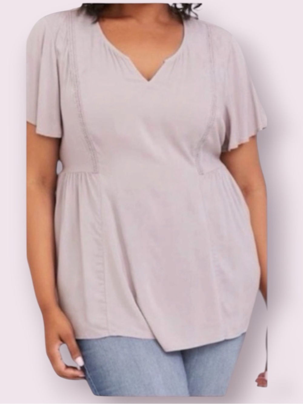Torrid Babydoll Stretch Challis Blouse Top Lilac Purple Size 3X